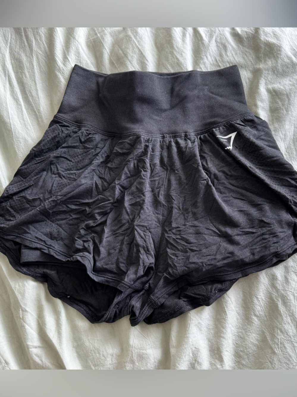 Gymshark Black High-Waist Athletic Shorts with Logo